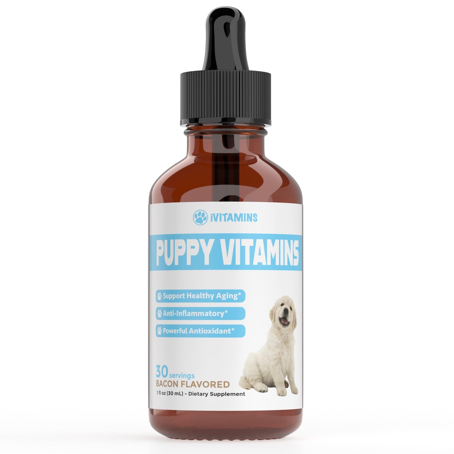 Puppy Vitamins | Puppy Supplements | Puppy Vitamins for Small Dogs | Puppy Vitamins Large Breed | Puppy Multivitamin | Puppy Vitamins and Supplements | Liquid Puppy Vitamins | 1 fl oz: Bacon Flavor