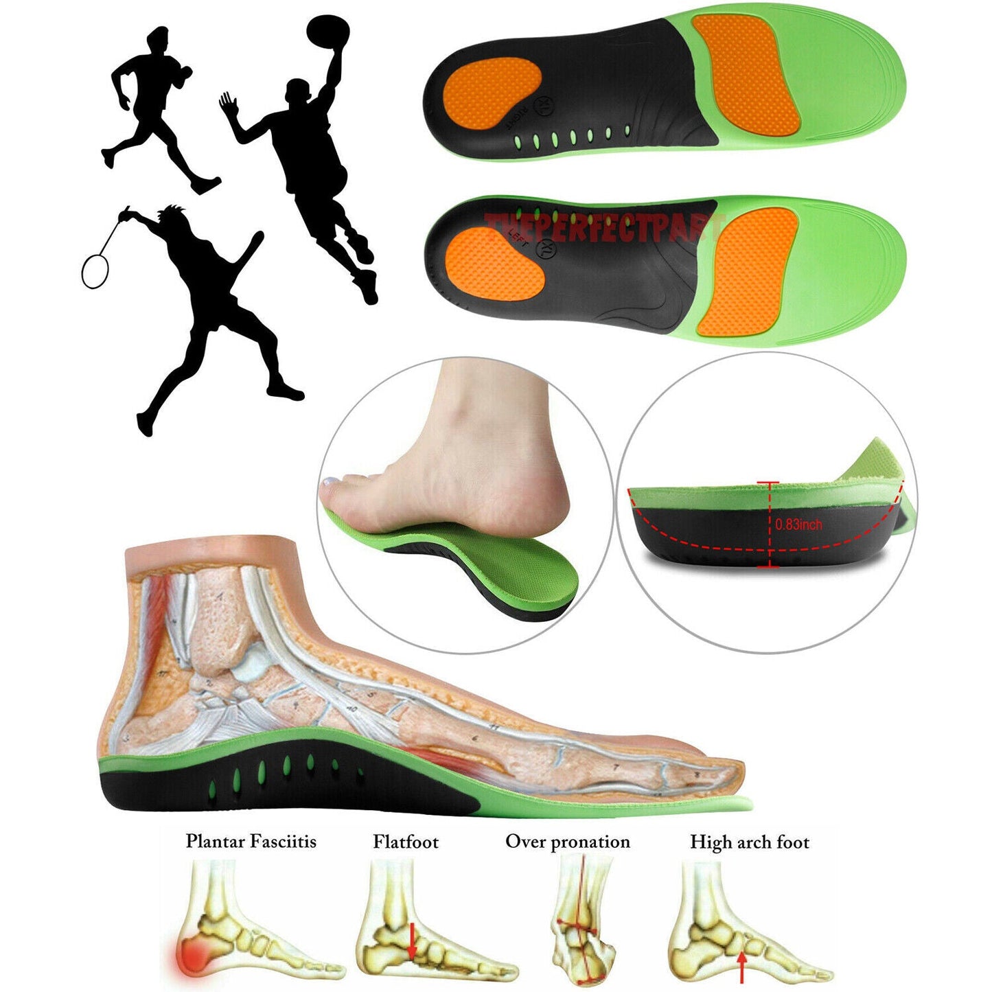 Orthotic Insoles for Flat Feet & High Arch Support