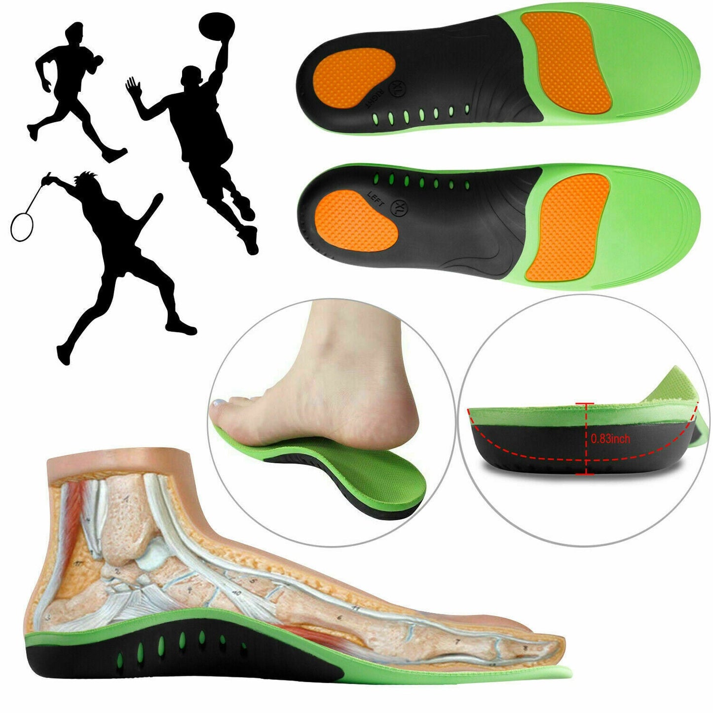 Orthotic Insoles for Flat Feet & High Arch Support